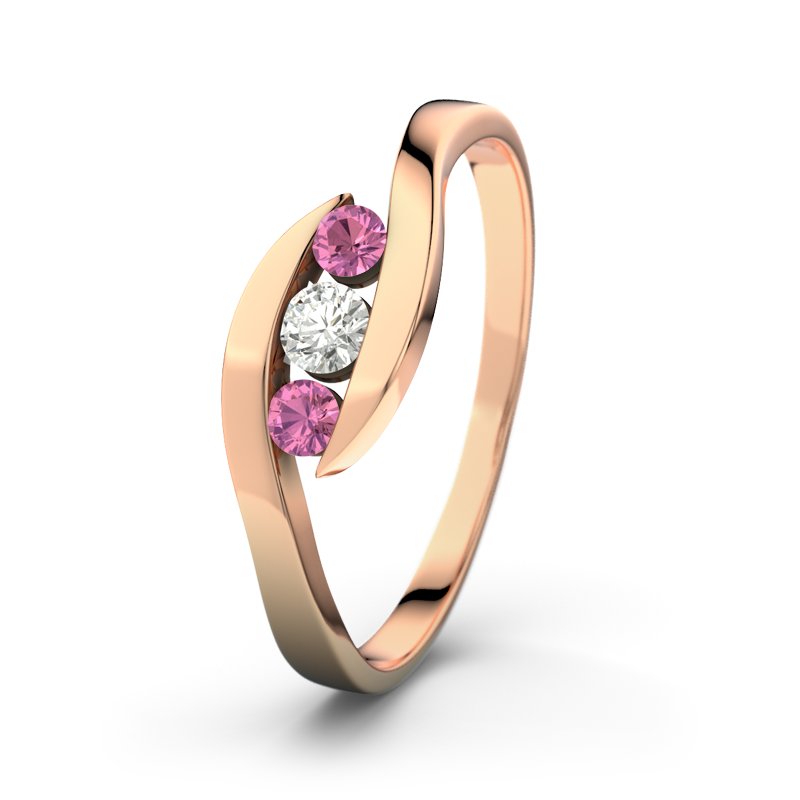 Diamantring Alberta, Rotgold 585, von vorn