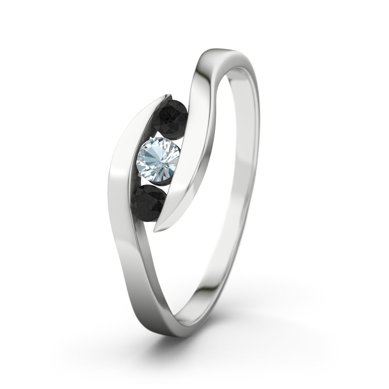 Aquamarin Weißgoldring Alberta, Weißgold 375, von vorn