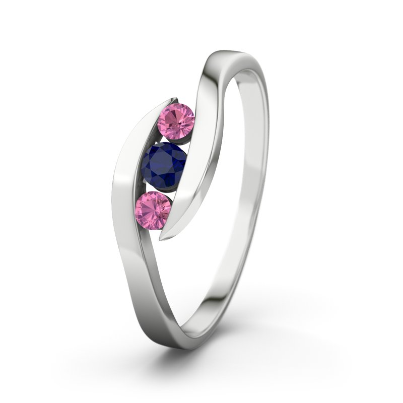 Blauer Saphir Weißgoldring Alberta, Weißgold 375, von vorn