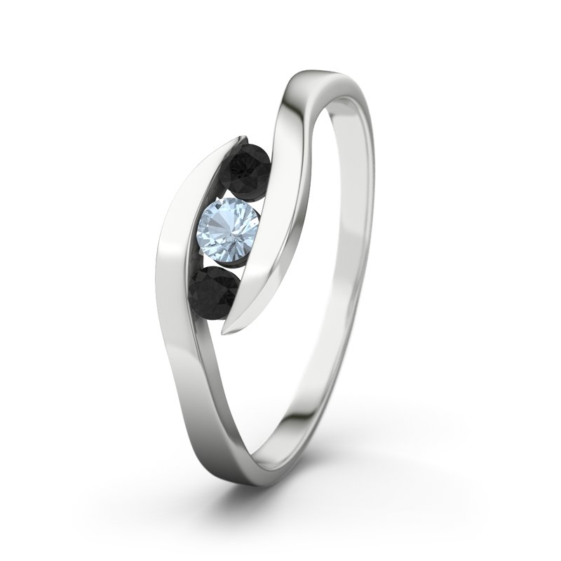 Blauer Topas Weißgoldring Alberta, Weißgold 375, von vorn
