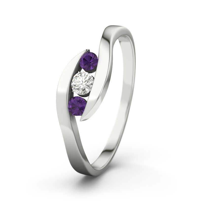 Diamantring Alberta, Weißgold 375, von vorn