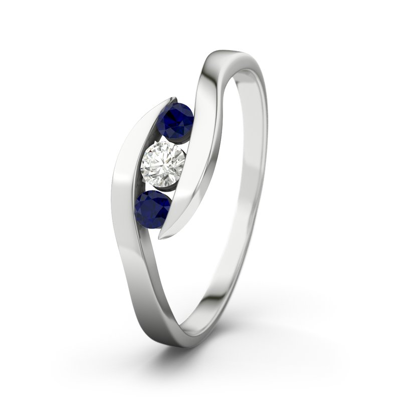 Diamantring Alberta, Weißgold 585, von vorn