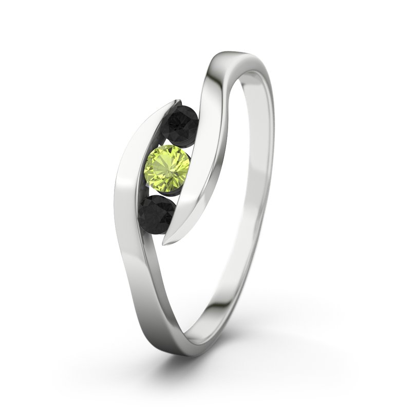 Peridot Weißgoldring Alberta, Weißgold 375, von vorn
