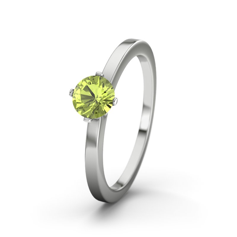 Peridot Platinumring Amazonas, Platinum 950, von vorn