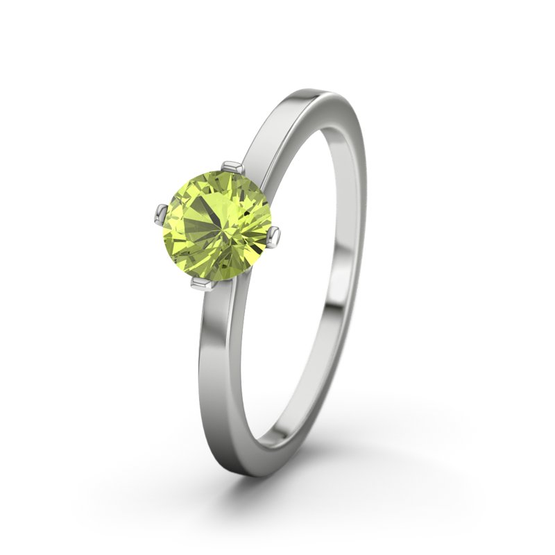 Peridot Platinumring Amman, Platinum 950, von vorn