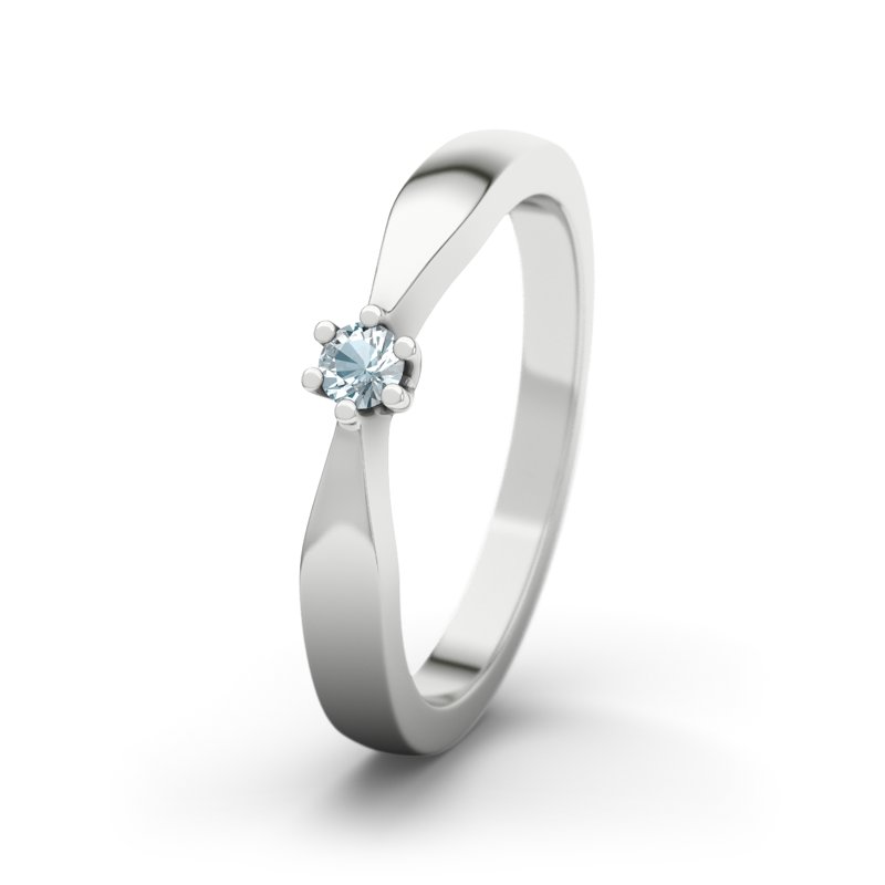 Aquamarin Sterlingsilberring Angela, Sterlingsilber 925, von vorn