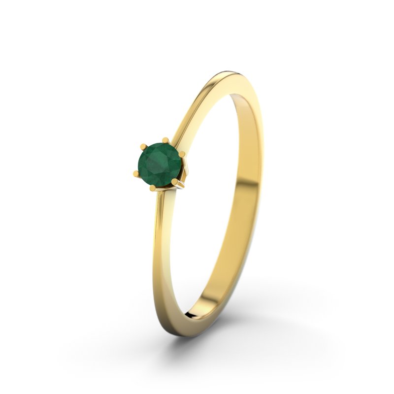 Smaragd Gelbgoldring Auckland, Gelbgold 585, von vorn