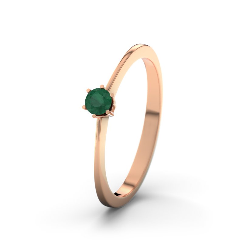 Smaragd Rotgoldring Auckland, Rotgold 585, von vorn