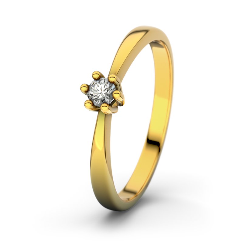 Diamantring Ava, Gelbgold 375, von vorn