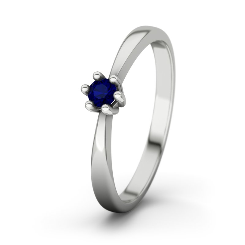 Blauer Saphir Sterlingsilberring Ava, Sterlingsilber 925, von vorn
