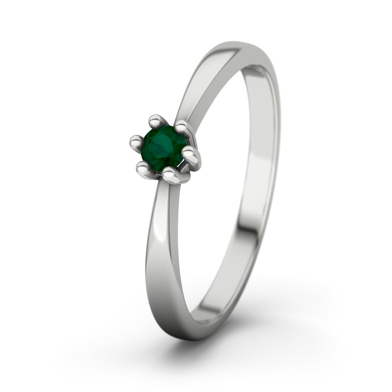 Smaragd Sterlingsilberring Ava, Sterlingsilber 925, von vorn