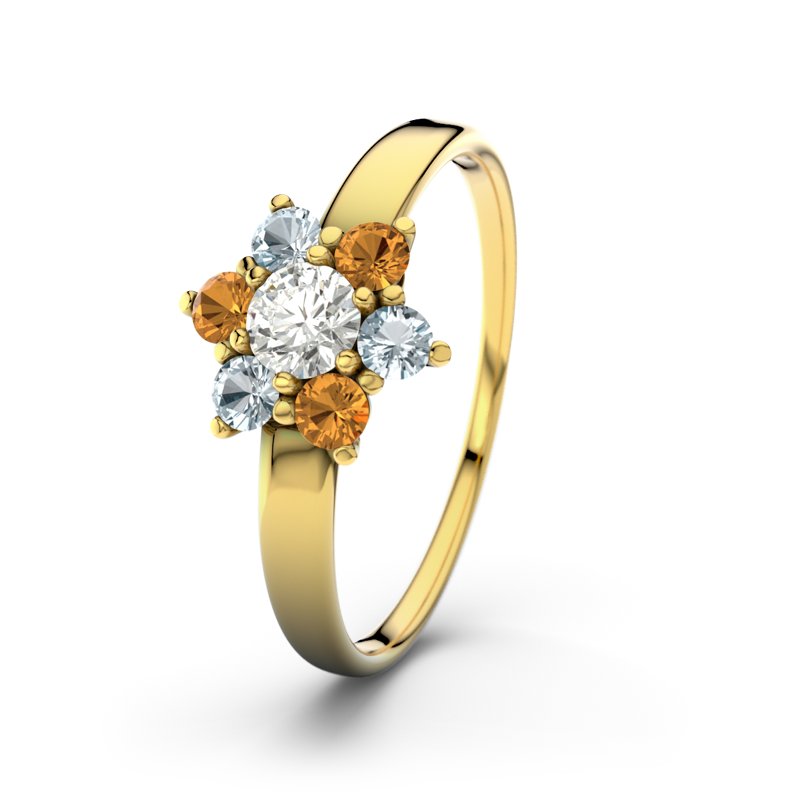 Diamantring Barbara, Gelbgold 750, von vorn