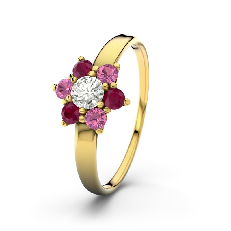Diamantring Barbara, Gelbgold 585, von vorn