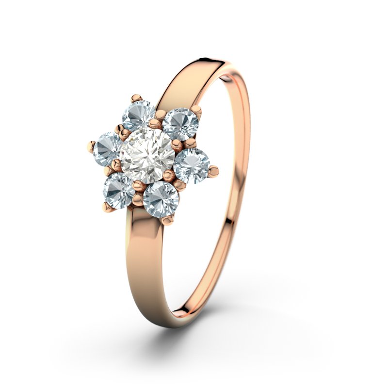 Diamantring Barbara, Rotgold 750, von vorn