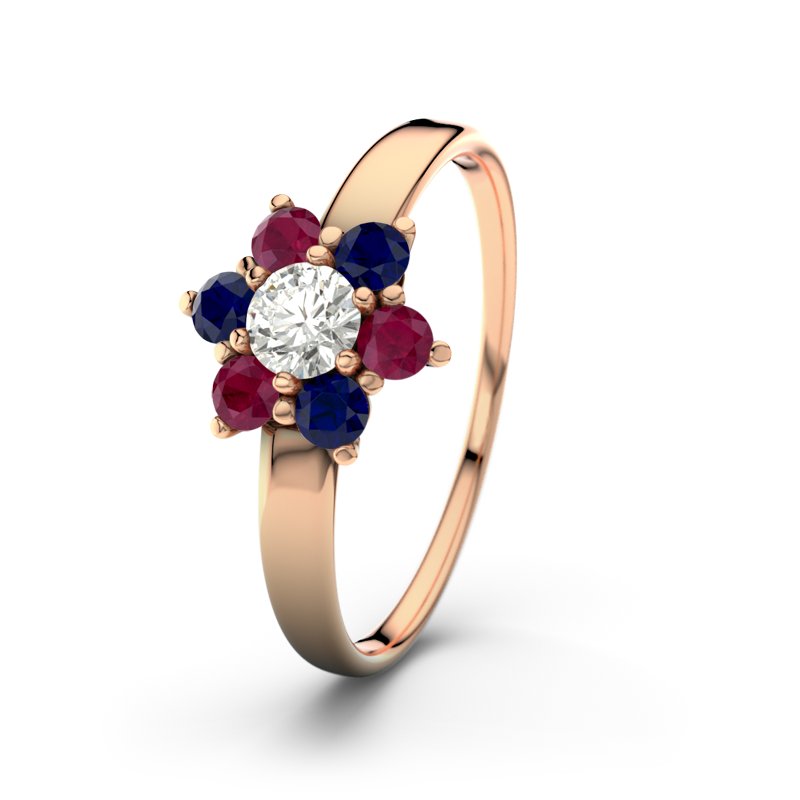Diamantring Barbara, Rotgold 750, von vorn