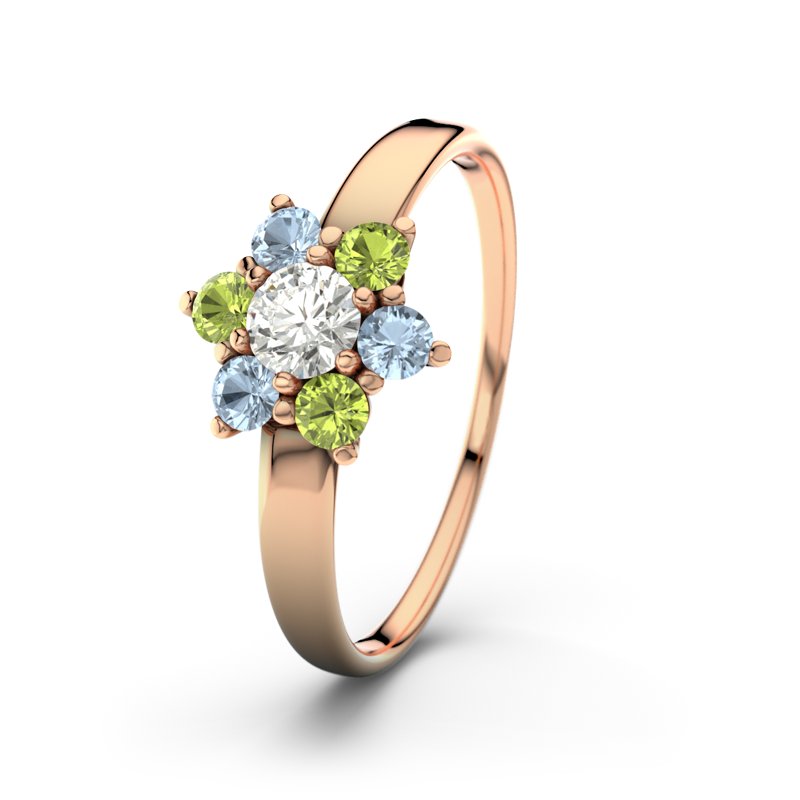 Diamantring Barbara, Rotgold 585, von vorn