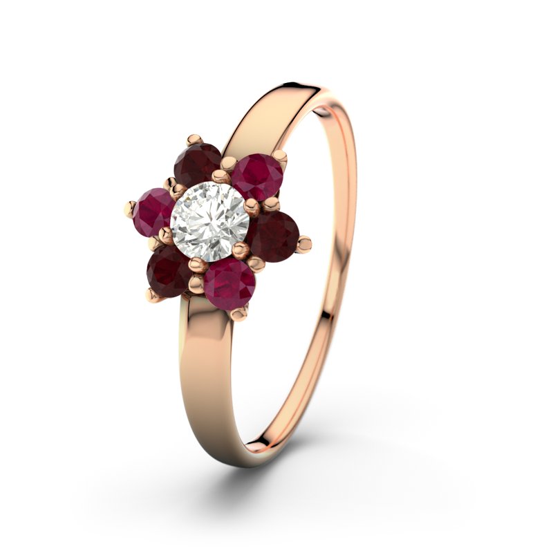 Diamantring Barbara, Rotgold 585, von vorn