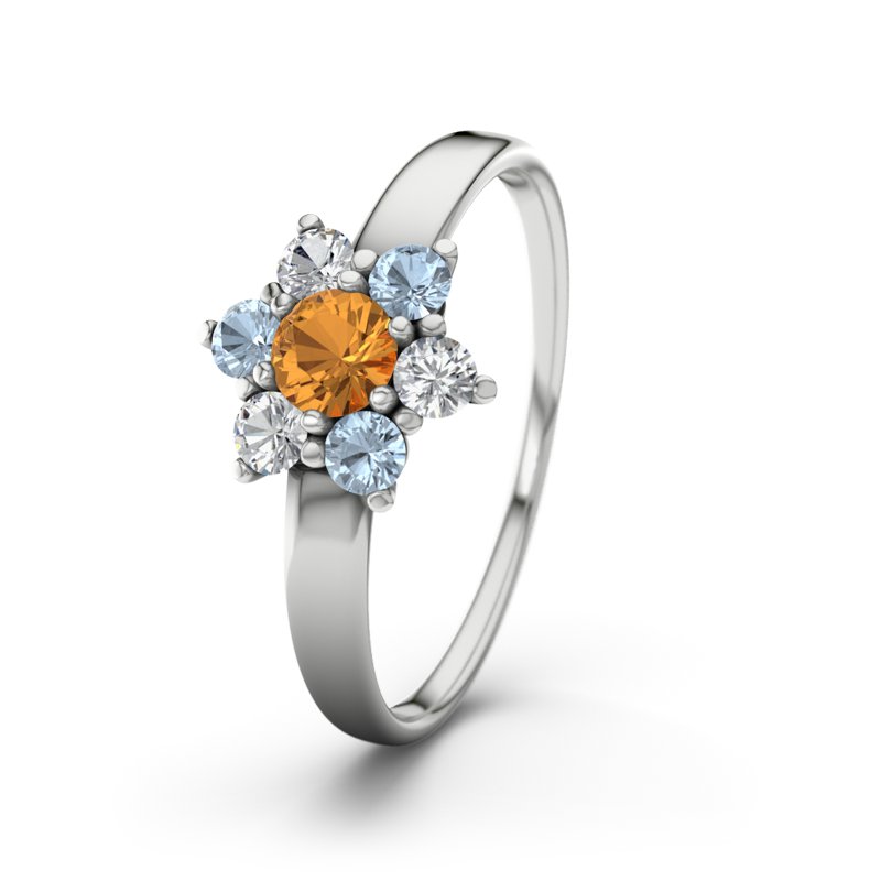 Citrin Sterlingsilberring Barbara, Sterlingsilber 925, von vorn