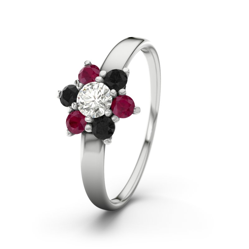 Diamantring Barbara, Weißgold 375, von vorn
