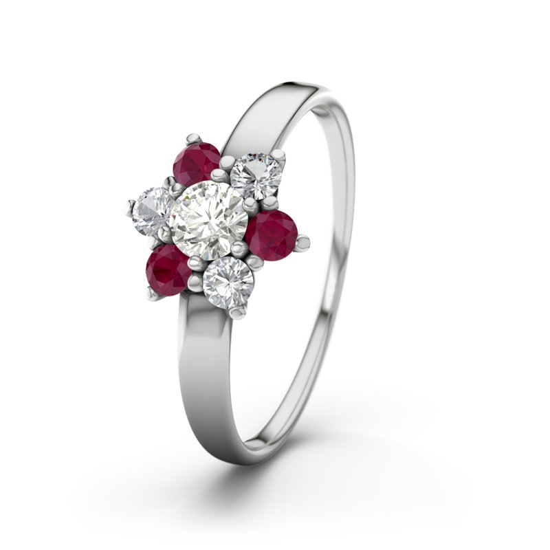 Diamantring Barbara, Weißgold 375, von vorn