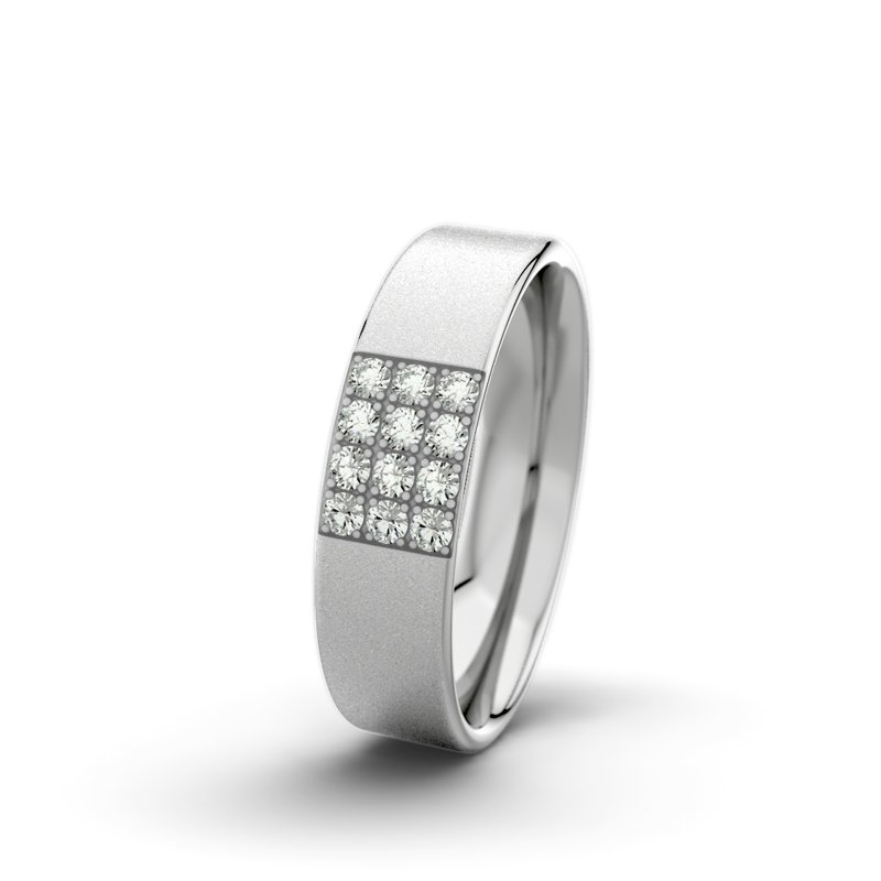 Diamantring Bella F5 P1, Palladium 950 Sandmattfein, von vorn