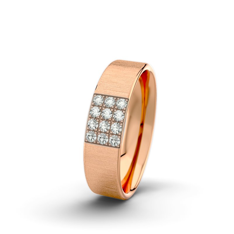 Diamantring Bella F5 P1, Rotgold 750 quermatt, von vorn