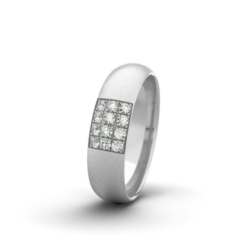 Diamantring Bella F5 P5, Weißgold 375 Sandmattfein, von vorn