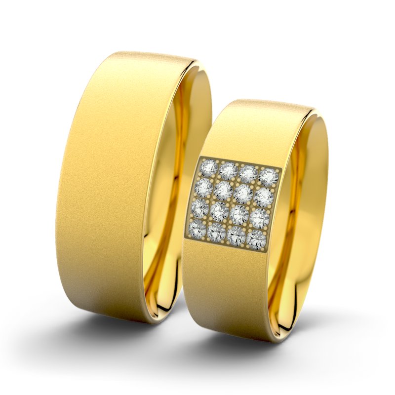 Diamantring Bella F7 P2, Gelbgold 750 Sandmattfein, von vorn