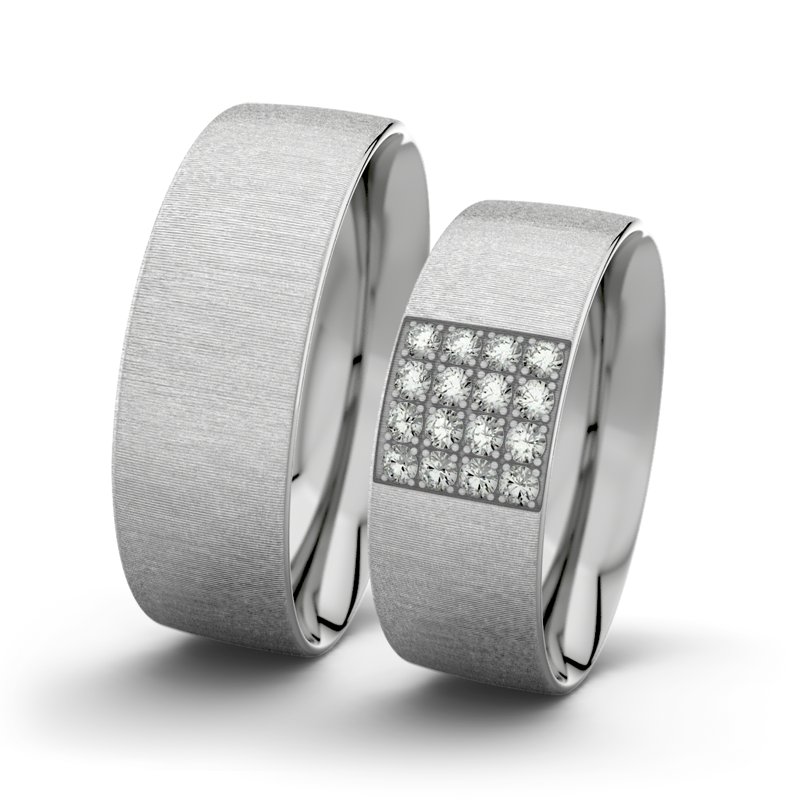 Diamantring Bella F7 P2, Platinum 950 quermatt, von vorn