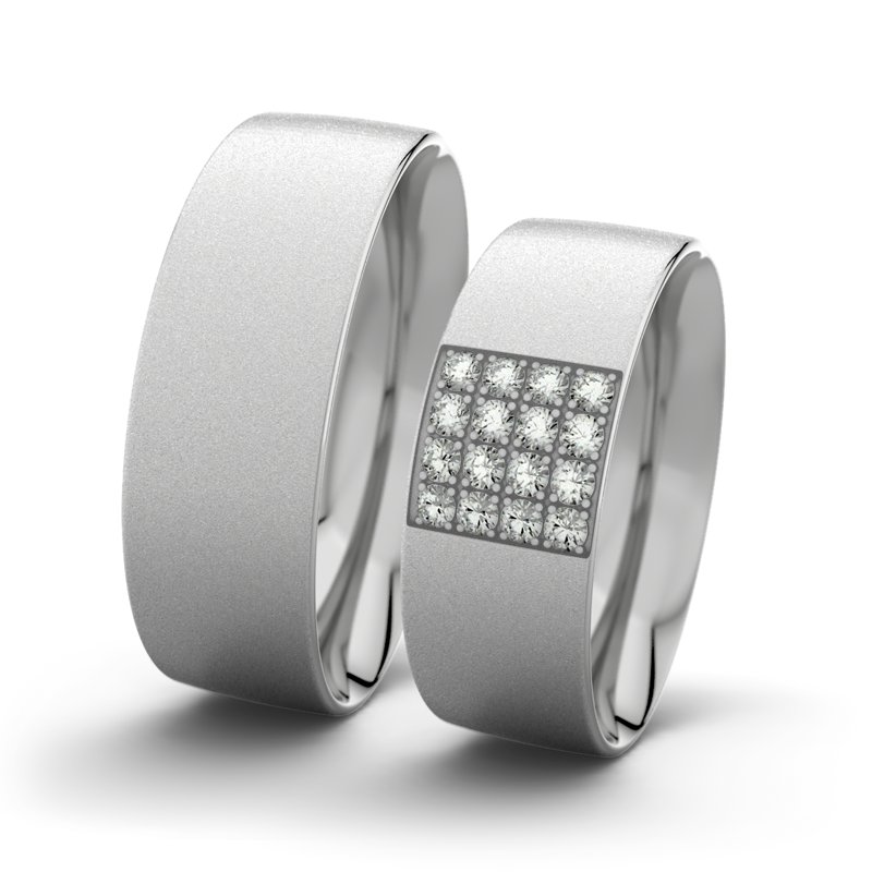 Diamantring Bella F7 P2, Platinum 600 Sandmattfein, von vorn