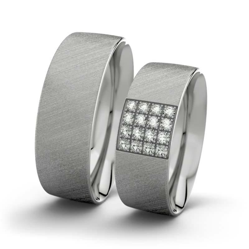 Diamantring Bella F7 P2, Platinum 950 Schrägmatt, von vorn