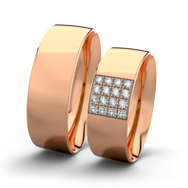 Diamantring Bella F7 P2, Rotgold 750 poliert, von vorn