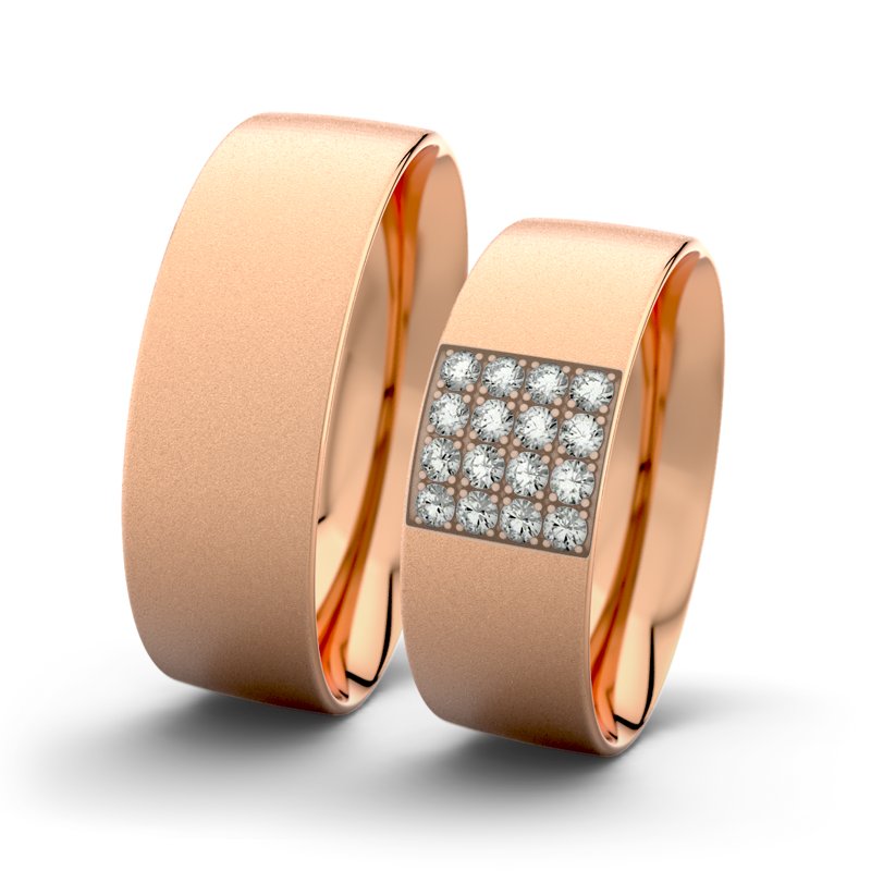 Diamantring Bella F7 P2, Rotgold 750 Sandmattfein, von vorn