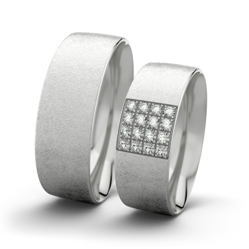 Diamantring Bella F7 P2, Sterlingsilber 925 eismatt, von vorn