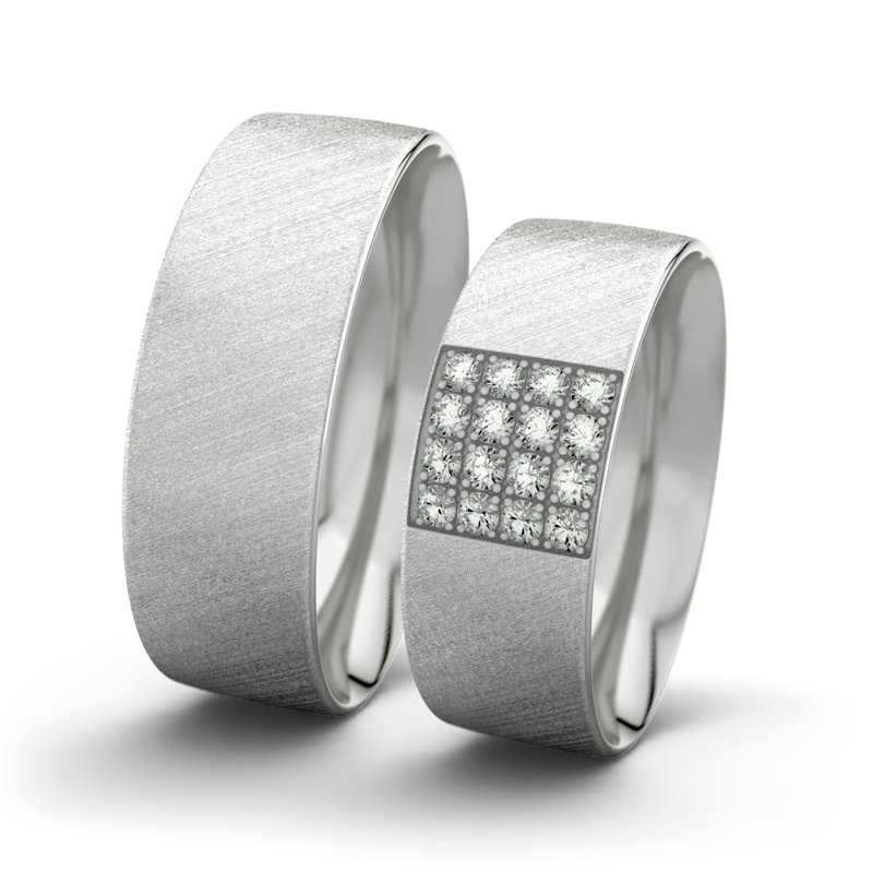 Diamantring Bella F7 P2, Sterlingsilber 925 Schrägmatt, von vorn