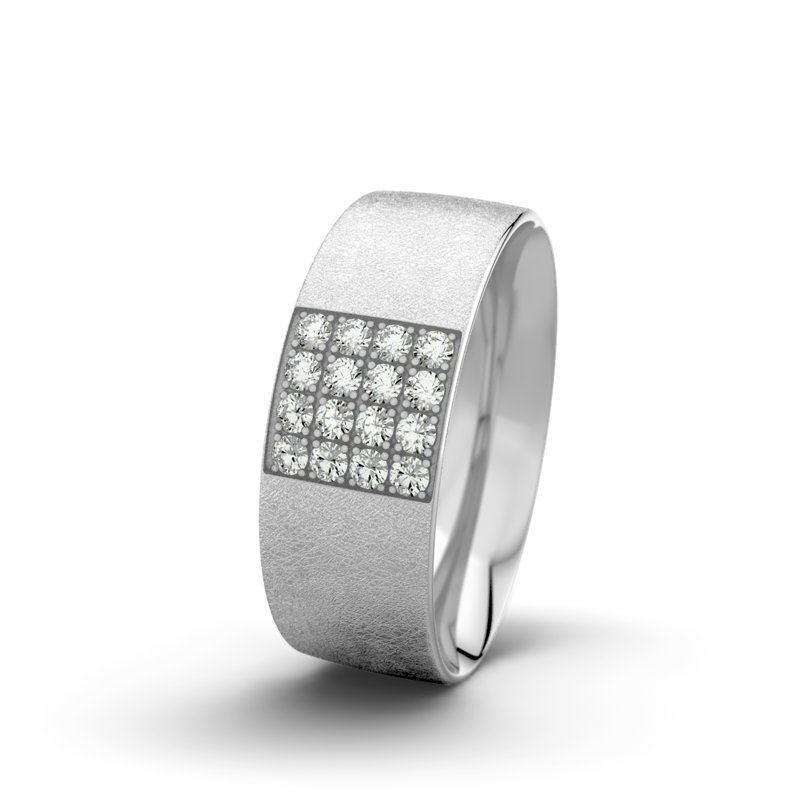Diamantring Bella F7 P2, Weißgold 375 eismatt, von vorn