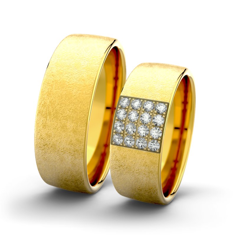 Diamantring Bella F7 P4, Gelbgold 375 eismatt, von vorn