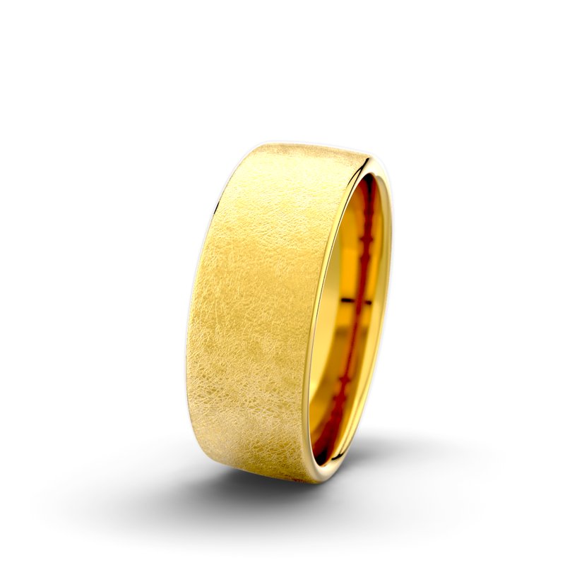 Kein Stein Gelbgold eismattring Bella F7 P4, Gelbgold 375 eismatt, von vorn
