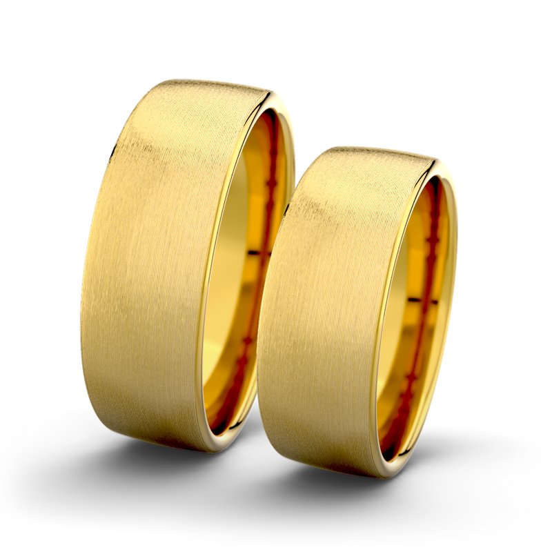 Kein Stein Gelbgold längsmattring Bella F7 P4, Gelbgold 585 längsmatt, von vorn