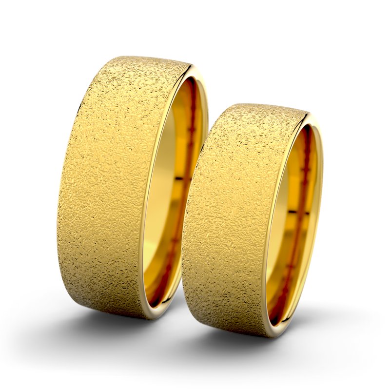 Kein Stein Gelbgold Sandmattgrobring Bella F7 P4, Gelbgold 375 Sandmattgrob, von vorn