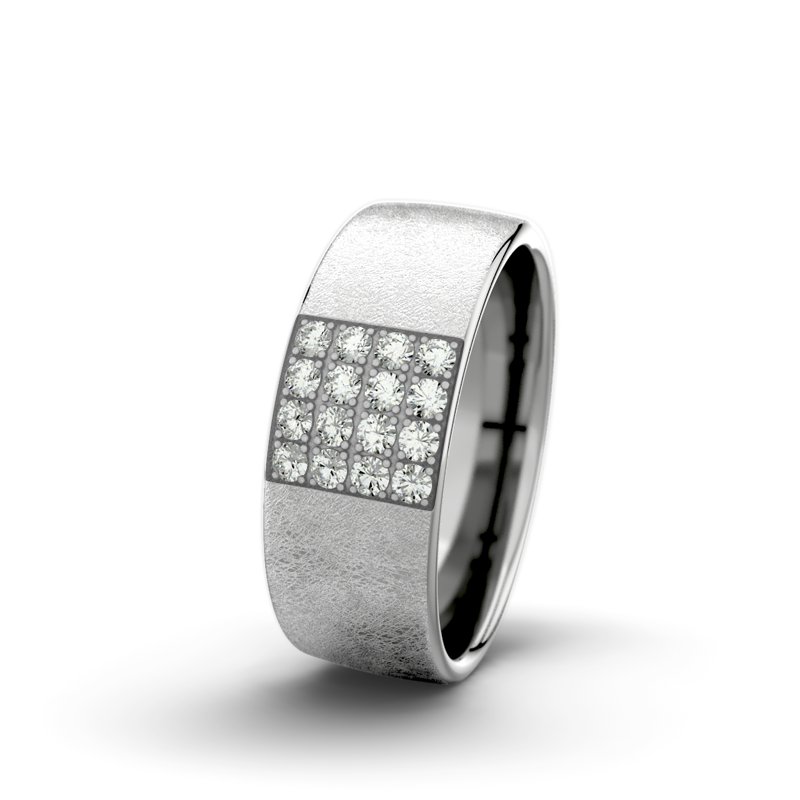 Diamantring Bella F7 P4, Palladium 950 eismatt, von vorn