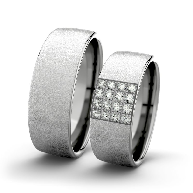 Diamantring Bella F7 P4, Palladium 950 eismatt, von vorn