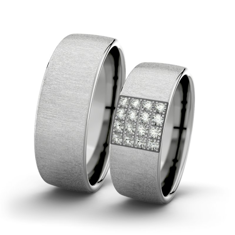 Diamantring Bella F7 P4, Palladium 950 quermatt, von vorn