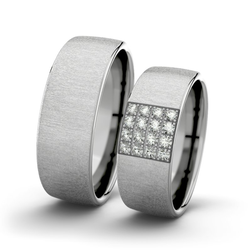 Diamantring Bella F7 P4, Platinum 950 quermatt, von vorn