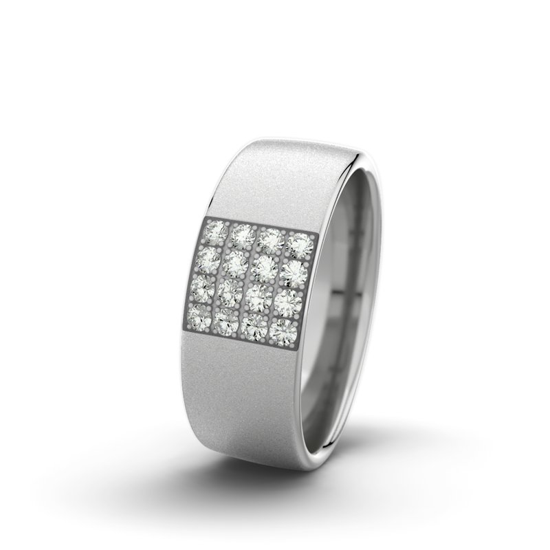 Diamantring Bella F7 P4, Platinum 950 Sandmattfein, von vorn