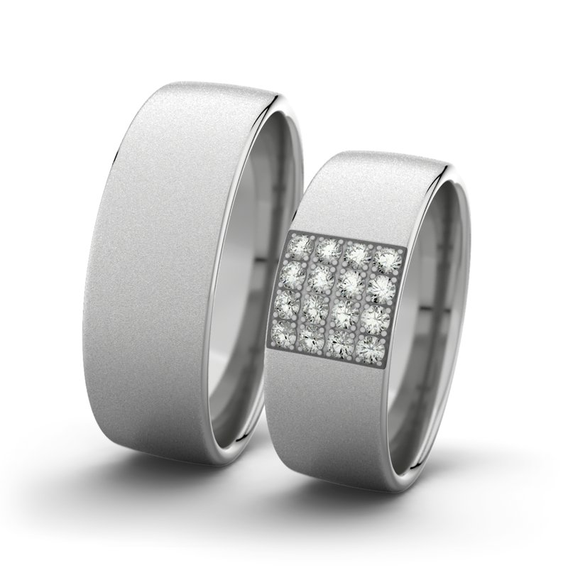 Diamantring Bella F7 P4, Platinum 950 Sandmattfein, von vorn