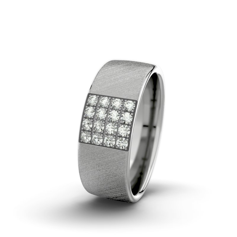 Diamantring Bella F7 P4, Platinum 950 Schrägmatt, von vorn