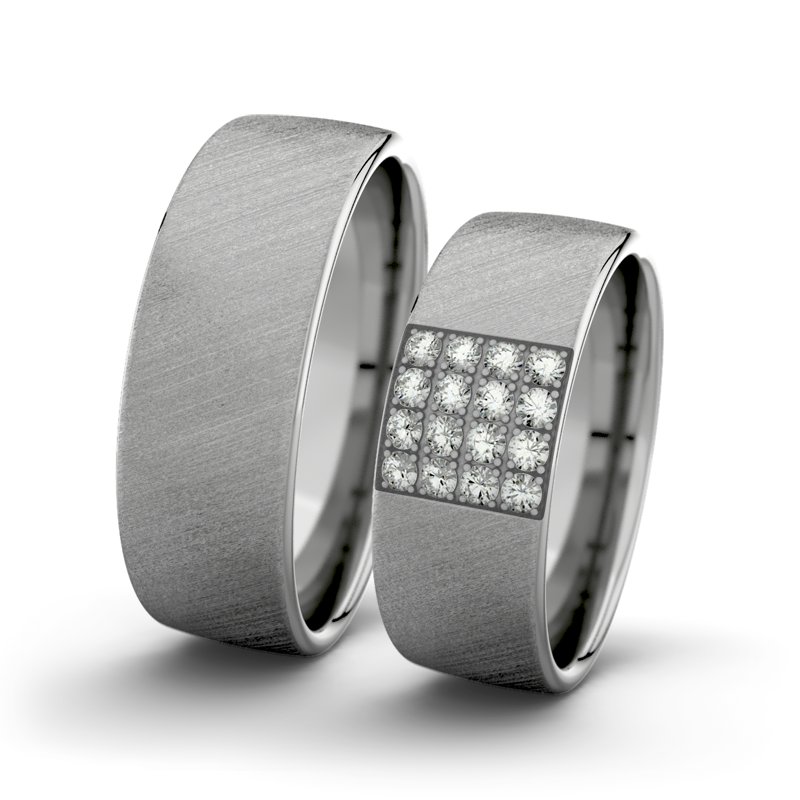 Diamantring Bella F7 P4, Platinum 950 Schrägmatt, von vorn