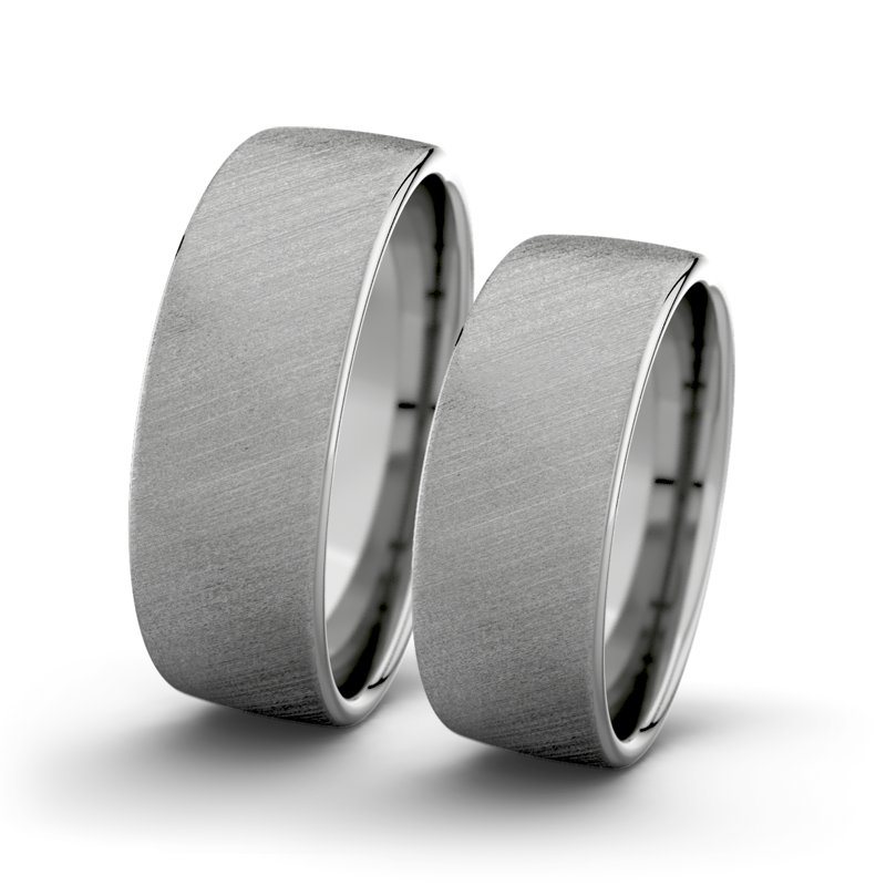 Kein Stein Platinum Schrägmattring Bella F7 P4, Platinum 950 Schrägmatt, von vorn