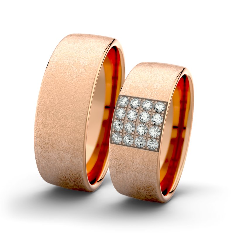 Diamantring Bella F7 P4, Rotgold 750 eismatt, von vorn
